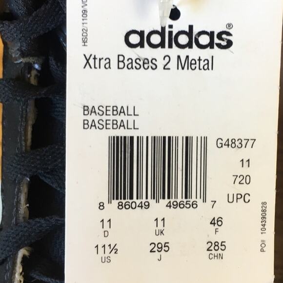 Adidas Xtra Bases 2 Metal Baseball Cleats Men\'s Size 11.5 NWT